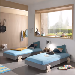 Stapel - Lot de 2 Lits Empilables 90x200cm Gris Puzzle - Gris