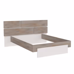 Nino light - Lit 180x200cm Effet Bois avec Leds + Chevets Suspendus - Marron clair