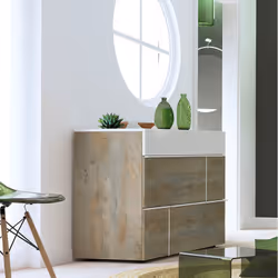 Altobuy - nino light - Commode 3 Tiroirs Blanc et Effet Bois Clair - Marron clair