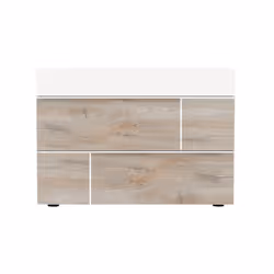 Altobuy - nino light - Commode 3 Tiroirs Blanc et Effet Bois Clair - Marron clair