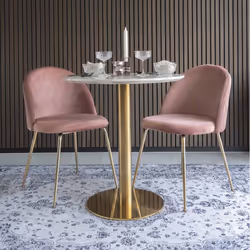 MEYRIN - Lot de 2 Chaises Velours Rose et Pieds Métal Doré