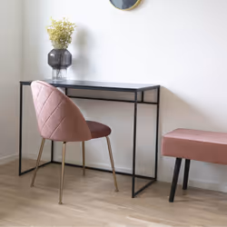 MEYRIN - Lot de 2 Chaises Velours Rose et Pieds Métal Doré - Vue supplémentaire 7