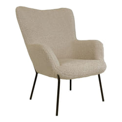Altobuy - fintry - Fauteuil Imitation Laine Greige et Piétement Acier Noir - Greige