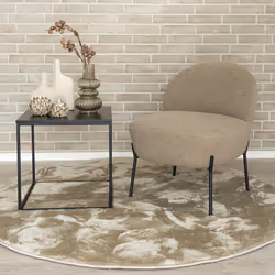 SPLINE - Fauteuil Imitation Laine Beige Piétement Acier Noir