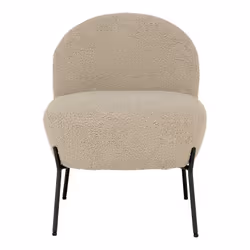 SPLINE - Fauteuil Imitation Laine Beige Piétement Acier Noir