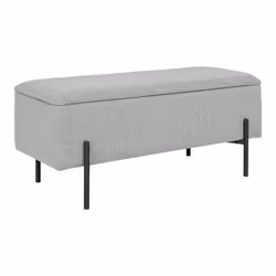 BLAIRE - Banc-Coffre Tissu Gris clair Pieds Métal