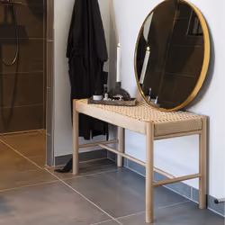 Mindy - Banc en Hêtre Massif et Tissage Naturel - Naturel