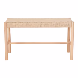 Mindy - Banc en Hêtre Massif et Tissage Naturel - Naturel