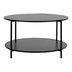 HARALD - Table Basse Ronde Acier et Effet Bois Noir