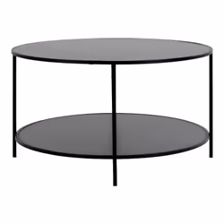 HARALD - Table Basse Ronde Acier et Effet Bois Noir