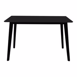 GRAM - Table Repas 120x70cm Noire Piètement Hévéa