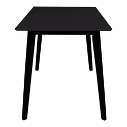 GRAM - Table Repas 120x70cm Noire Piètement Hévéa