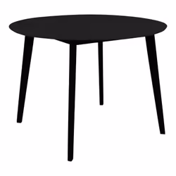 Gram - Table Repas Ronde 105cm Noire Piètement Hévéa - Noir