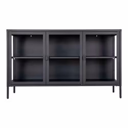 Hendra - Buffet 3 Portes Verre et Acier Noir - Noir