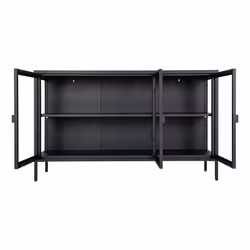 Hendra - Buffet 3 Portes Verre et Acier Noir - Noir