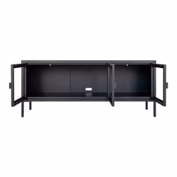 Altobuy - hendra - Meuble tv 3 Portes Verre et Acier Noir - Noir