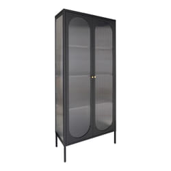 Altobuy - metos - Vitrine 2 Portes Acier Noir et Verre Ondulé - Noir