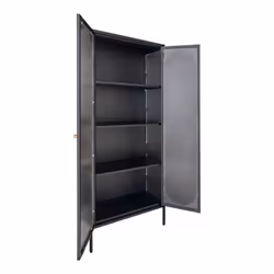 Altobuy - metos - Vitrine 2 Portes Acier Noir et Verre Ondulé - Noir