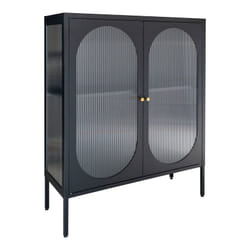 Altobuy - metos - Vitrine Basse 2 Portes Acier Noir et Verre Ondulé - Noir