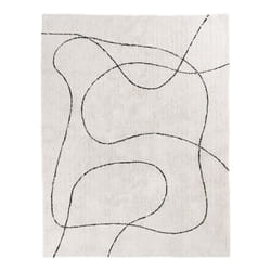 LAZZA - Tapis 200x300cm 100% Coton Blanc Lignes Noires