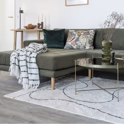 LAZZA - Tapis 200x300cm 100% Coton Blanc Lignes Noires