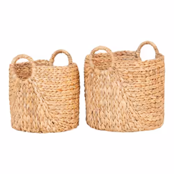 Altobuy - mikail - Lot de 2 Panières Rondes en Jacinthe d'Eau - Marron clair - Vue supplémentaire 4