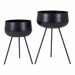 AZOK - Lot de 2 Cache-Pots sur Pieds en Métal Noir