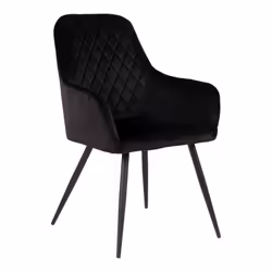 VIBY - Lot de 6 Fauteuils Velours Noir et Piétement Acier Noir - Vue supplémentaire 7