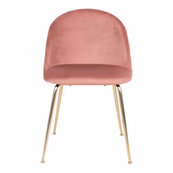 Meyrin - Lot de 6 Chaises Velours Rose et Pieds Métal Doré - Rose