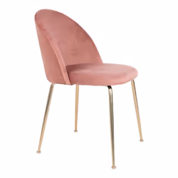 Meyrin - Lot de 6 Chaises Velours Rose et Pieds Métal Doré - Rose