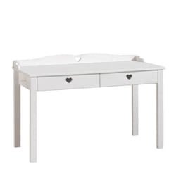 Altobuy - milady - Bureau 2 Tiroirs Blanc Poignées Coeurs Ajourées