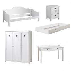 MILADY - Chambre 90x200cm Lit Banquette + Armoire 3P + Bureau