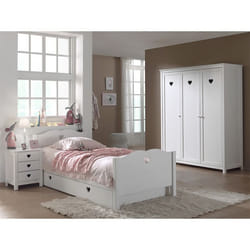 MILADY - Chambre 90x200cm avec Sommier + Armoire 3 Portes