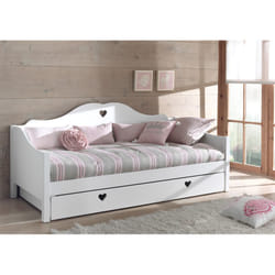 Milady - Lit Banquette 90x200cm avec Tiroir de Lit + Sommier - Blanc