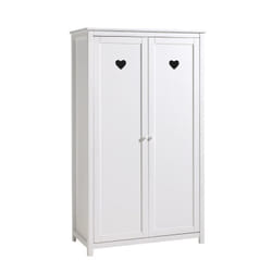 Milady - Armoire 2 Portes Blanche Motifs Coeurs Ajourés - Blanc
