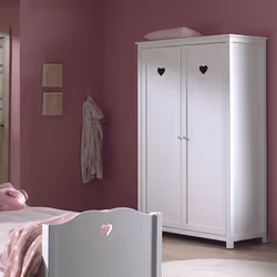 Milady - Armoire 2 Portes Blanche Motifs Coeurs Ajourés - Blanc