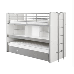 Baymax - Lits Superposés Gigognes 90x200cm Gris + Bureau Coulissant - Gris