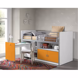 Baymax - Lit Combiné 90x200cm Jaune avec Bureau sur Roulettes
