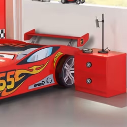 Turbo - Chevet 2 Tiroirs Rouge Style Racing - Rouge