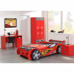 Turbo - Chevet 2 Tiroirs Rouge Style Racing - Rouge