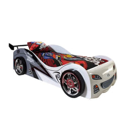 Faster - Lit Voiture de Course 90x200cm Blanc Gris Noir