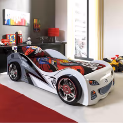 Faster - Lit Voiture de Course 90x200cm Blanc Gris Noir