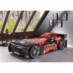 Furious - Lit Voiture de Course 90x200cm Noir et Rouge
