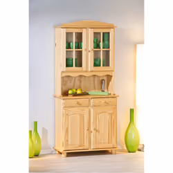 Altobuy - stan - Buffet Vaisselier 4 Portes 2 Tiroirs Bois Massif - Naturel