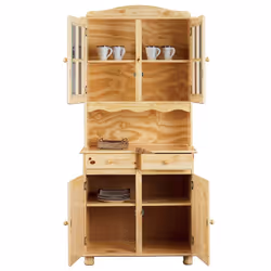 Altobuy - stan - Buffet Vaisselier 4 Portes 2 Tiroirs Bois Massif - Naturel