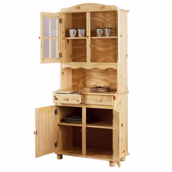 Altobuy - stan - Buffet Vaisselier 4 Portes 2 Tiroirs Bois Massif - Naturel - Vue supplémentaire 4