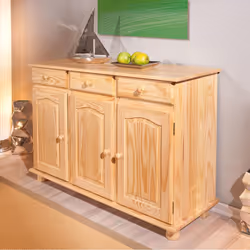 Stan - Buffet 3 Portes 3 Tiroirs Bois Massif - Naturel