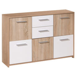 Altobuy - list - Buffet 5 Portes 2 Tiroirs Aspect Bois - Marron clair