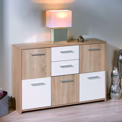 Altobuy - list - Buffet 5 Portes 2 Tiroirs Aspect Bois - Marron clair