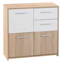 Altobuy - list - Meuble de Rangement 3 Portes 2 Tiroirs Aspect Bois - Marron clair